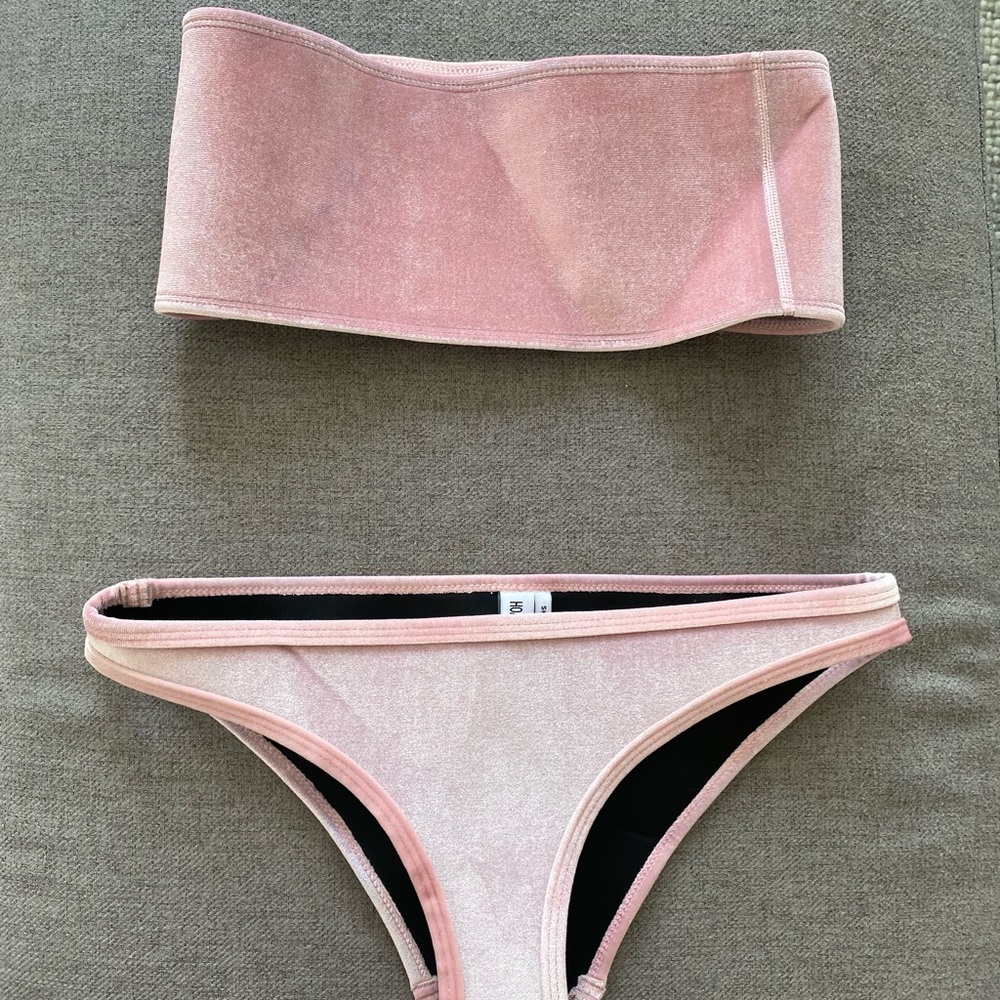 Pink velvet swim set
